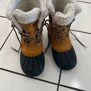 Target Tan and Black Kids Snow Boots